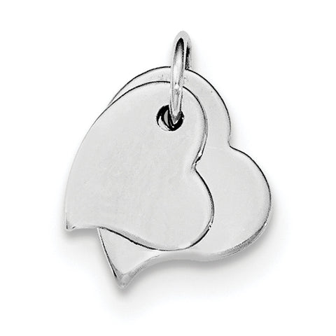 Sterling Silver Rhodium-plated satin and Polished  Two Piece Heart Pendant QC8468 - shirin-diamonds