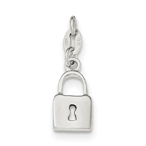 Sterling Silver Polished Lock & Key Charm QC8510 - shirin-diamonds