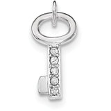 Sterling Silver Rhodium-plated Key w/Crystal Pendant QC8521 - shirin-diamonds