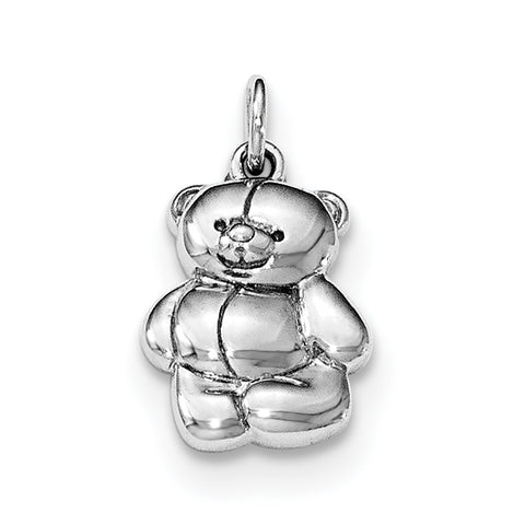 Sterling Silver Rhodium-plated Teddy Bear Pendant - shirin-diamonds
