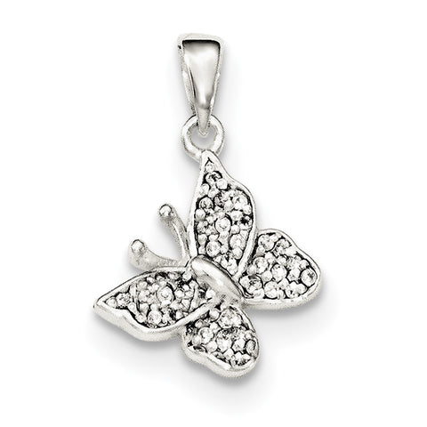 Sterling Silver CZ Butterfly Pendant - shirin-diamonds