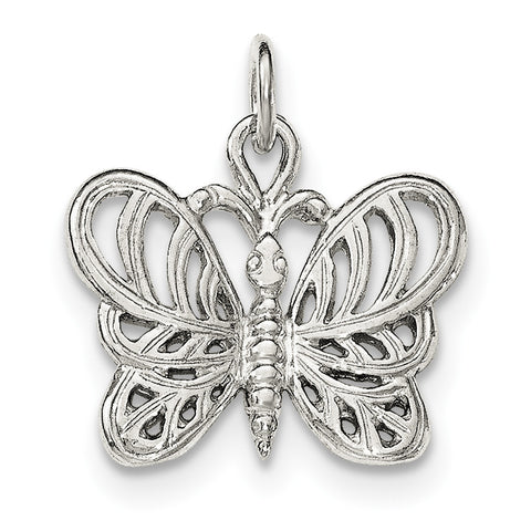 Sterling Silver Polished Butterfly Pendant - shirin-diamonds