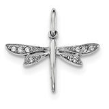 Sterling Silver Rhodium-plated CZ Dragonfly Pendant QC8591 - shirin-diamonds