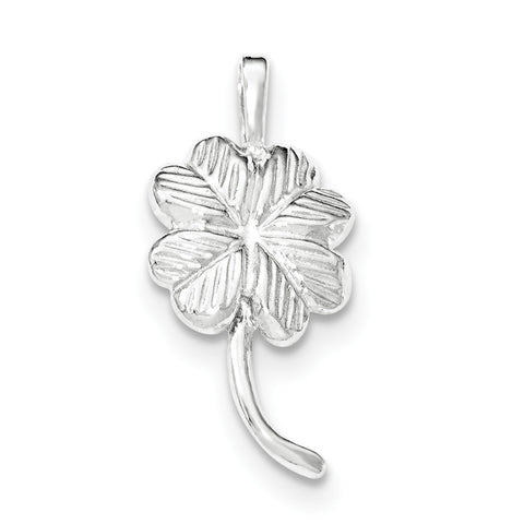 Sterling Silver Polished & Textured Clover Chain Slide - shirin-diamonds