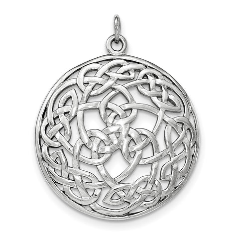 Sterling Silver Rhodium-plated Polished Celtic Pendant QC8670 - shirin-diamonds