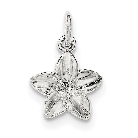 Sterling Silver Polished Plumeria Flower Pendant QC8680 - shirin-diamonds