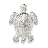Sterling Silver Polished & Textured Turtle Chain Slide Pendant - shirin-diamonds