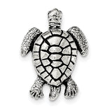Sterling Silver Antiqued & Textured Turtle Chain Slide Pendant - shirin-diamonds