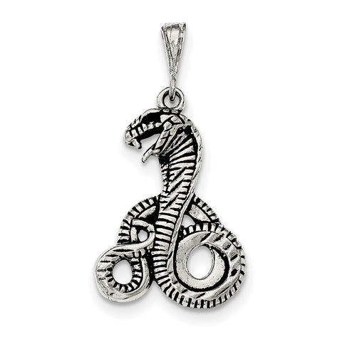 Sterling Silver Antiqued Snake Pendant QC8741 - shirin-diamonds