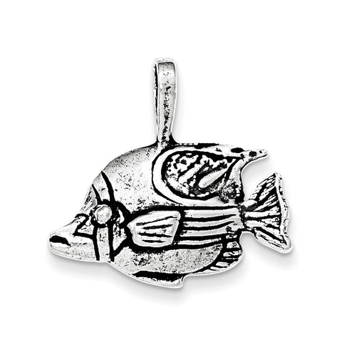 Sterling Silver Antiqued Fish Pendant - shirin-diamonds