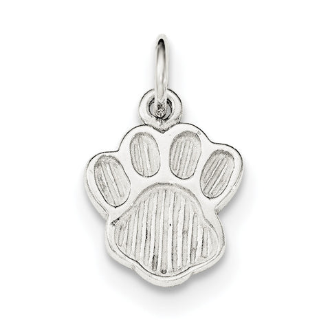 Sterling Silver Polished and Textured Paw Print Charm - shirin-diamonds