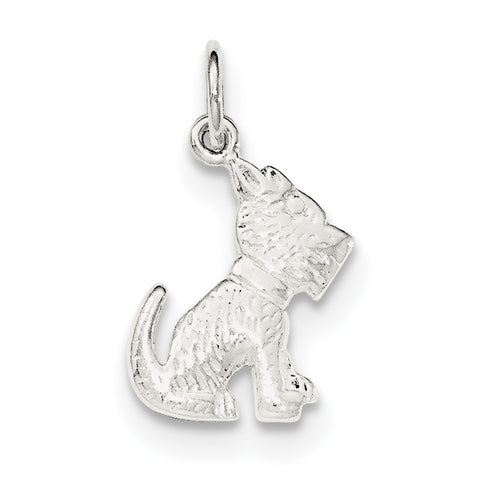 Sterling Silver Polished and Textured Dog Pendant - shirin-diamonds