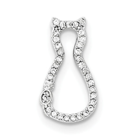 Sterling Silver CZ Cat Chain Slide - shirin-diamonds
