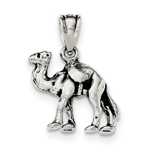Sterling Silver Antiqued 3-D Camel Reversible Pendant - shirin-diamonds