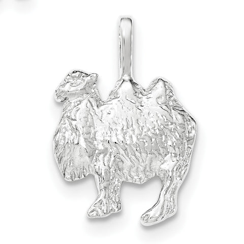 Sterling Silver Polished & Textured Camel Chain Slide Pendant - shirin-diamonds