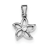 Sterling Silver Rhodium-plated Flower with CZ Pendant - shirin-diamonds