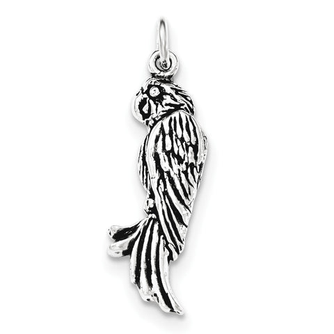 Sterling Silver Antiqued Parrot Pendant - shirin-diamonds