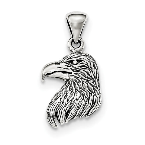 Sterling Silver Polished Textured Eagle Head Pendant - shirin-diamonds
