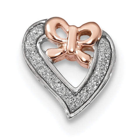 Sterling Silver Rhodium-plate Rose-tone Glitter Enamel Chain Slide QC9022 - shirin-diamonds