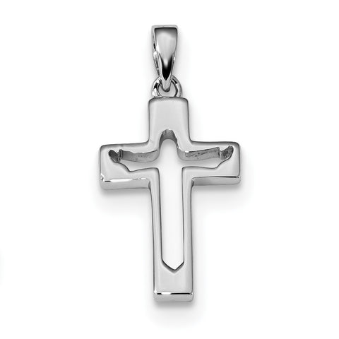 Sterling Silver Rhodium-plated Jesus Cut-out Cross Pendant QC9027 - shirin-diamonds