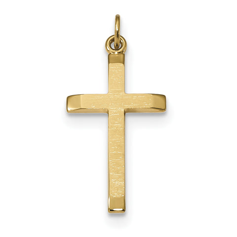 Sterling Silver Gold-plated Polished and Satin Cross Pendant QC9037 - shirin-diamonds