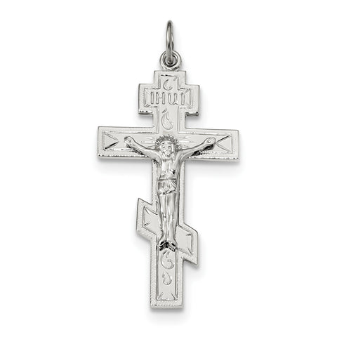 Sterling Silver Polished Eastern Orthodox Cross Pendant QC9041 - shirin-diamonds
