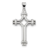 Sterling Silver Rhodium-plated Polished Fancy Cross Pendant QC9049 - shirin-diamonds