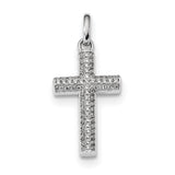 Sterling Silver Rhodium-plated CZ Latin Cross Pendant QC9050 - shirin-diamonds