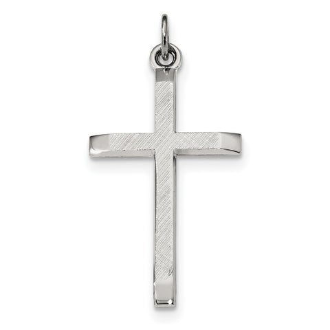 Sterling Silver Polished and Textured Cross Pendant QC9052 - shirin-diamonds