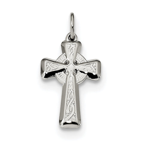 Sterling Silver Polished & Textured Celtic Cross Pendant QC9054 - shirin-diamonds