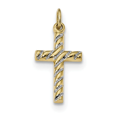 Sterling Silver Gold-plated Polished and Texture Cross Pendant QC9055 - shirin-diamonds