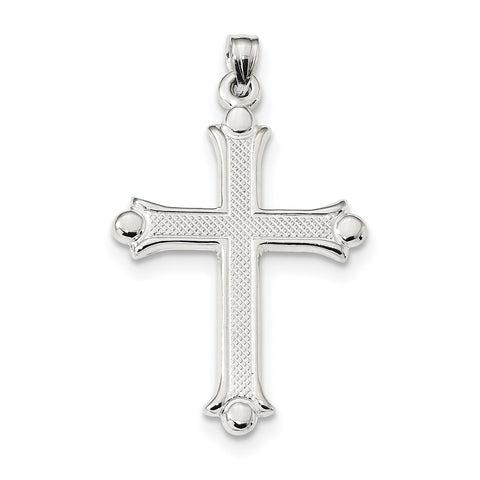 Sterling Silver Textured Budded Cross Pendant QC9076 - shirin-diamonds