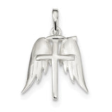 Sterling Silver Polished Wings And Cross Pendant QC9138 - shirin-diamonds