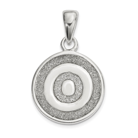 Sterling Silver Glitter Enamel Letter O Circle Pendant QC9180O - shirin-diamonds