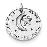 Sterling Silver Rhodium-plated Love You To Moon & Back Pendant QC9189 - shirin-diamonds