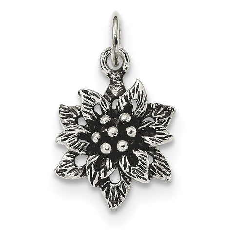 Sterling Silver Antiqued Flower Pendant QC9241 - shirin-diamonds
