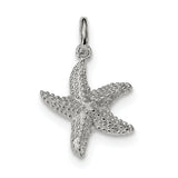 Sterling Silver Polished and Textured Starfish Charm QC9262 - shirin-diamonds