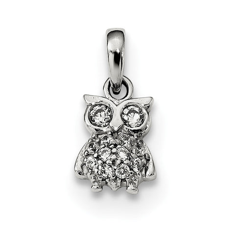Sterling Silver CZ Owl Pendant QC9330 - shirin-diamonds