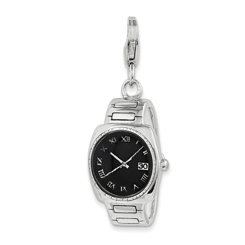 Sterling Silver and Enamel Wristwatch w/ Lobster Clasp Charm QCC1038 - shirin-diamonds