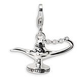 Sterling Silver 3-D Enameled Magic Lamp w/Lobster Clasp Charm QCC114 - shirin-diamonds