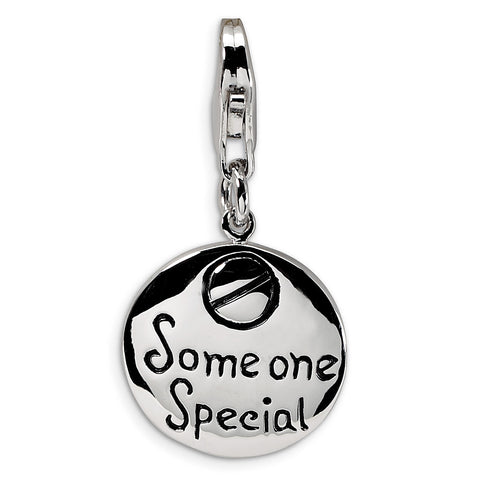 Sterling Silver Someone Special Inscribed Round w/Lobster Clasp Charm QCC116 - shirin-diamonds