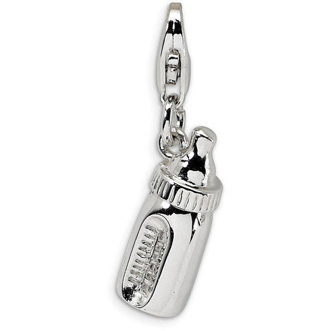Sterling Silver Baby Bottle w/Lobster Clasp Charm QCC171 - shirin-diamonds