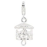 Sterling Silver Moveable Carousel w/Lobster Clasp Charm QCC172 - shirin-diamonds