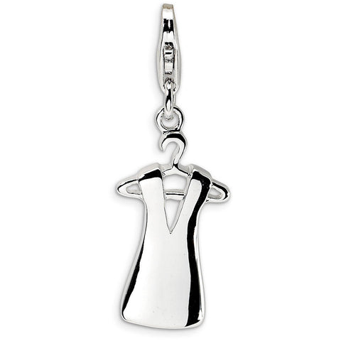 Sterling Silver Dress on Hanger w/Lobster Clasp Charm QCC209 - shirin-diamonds