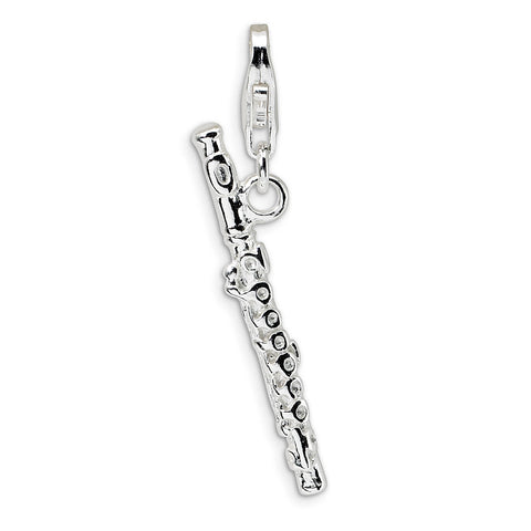 Sterling Silver Polished Flute w/Lobster Clasp Charm QCC285 - shirin-diamonds