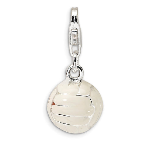 Sterling Silver 3-D Enameled Volleyball w/Lobster Clasp Charm QCC304 - shirin-diamonds