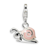 Sterling Silver Enamel Pink Snail w/Lobster Clasp Charm QCC372 - shirin-diamonds