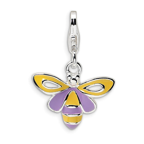 Sterling Silver Enameled Bee w/Lobster Clasp Charm QCC376 - shirin-diamonds