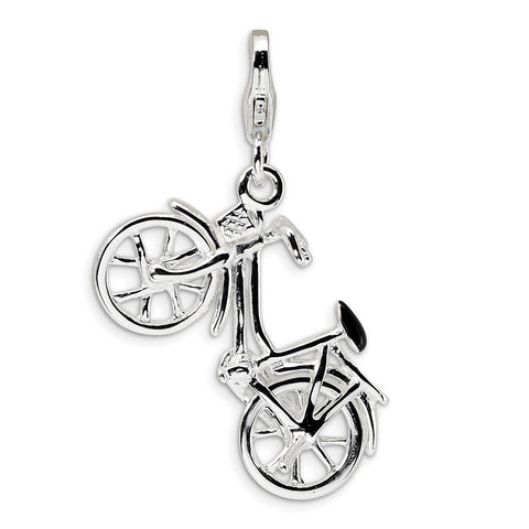 Sterling Silver 3-D Enameled Bicycle w/Lobster Clasp Charm QCC487 - shirin-diamonds
