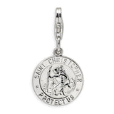 Sterling Silver St. Christopher Medal w/Lobster Clasp Charm QCC504 - shirin-diamonds